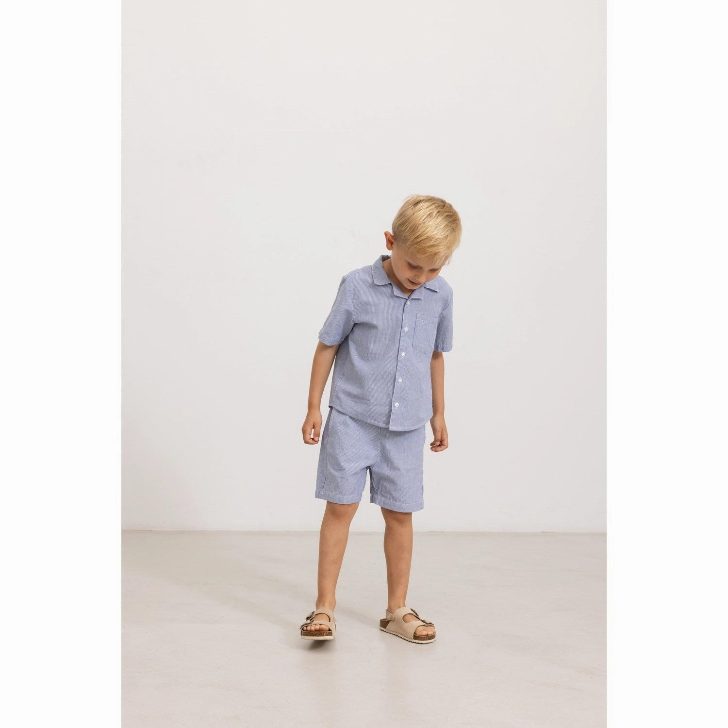 MarMar Fine Cotton Navy Stripe Tage Shirt Checkered Look