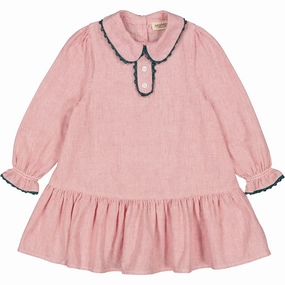 MarMar Fine Cotton Red Hairline Stripe Davi Dress Minimal Harmony Feminine fit-and-flare silhouette