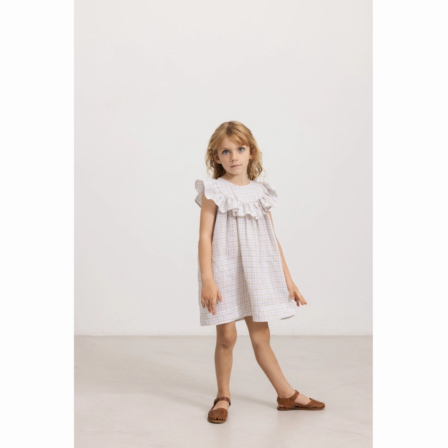 Raw-Hem MarMar Fine Linen Summer Check Drine SS Dress