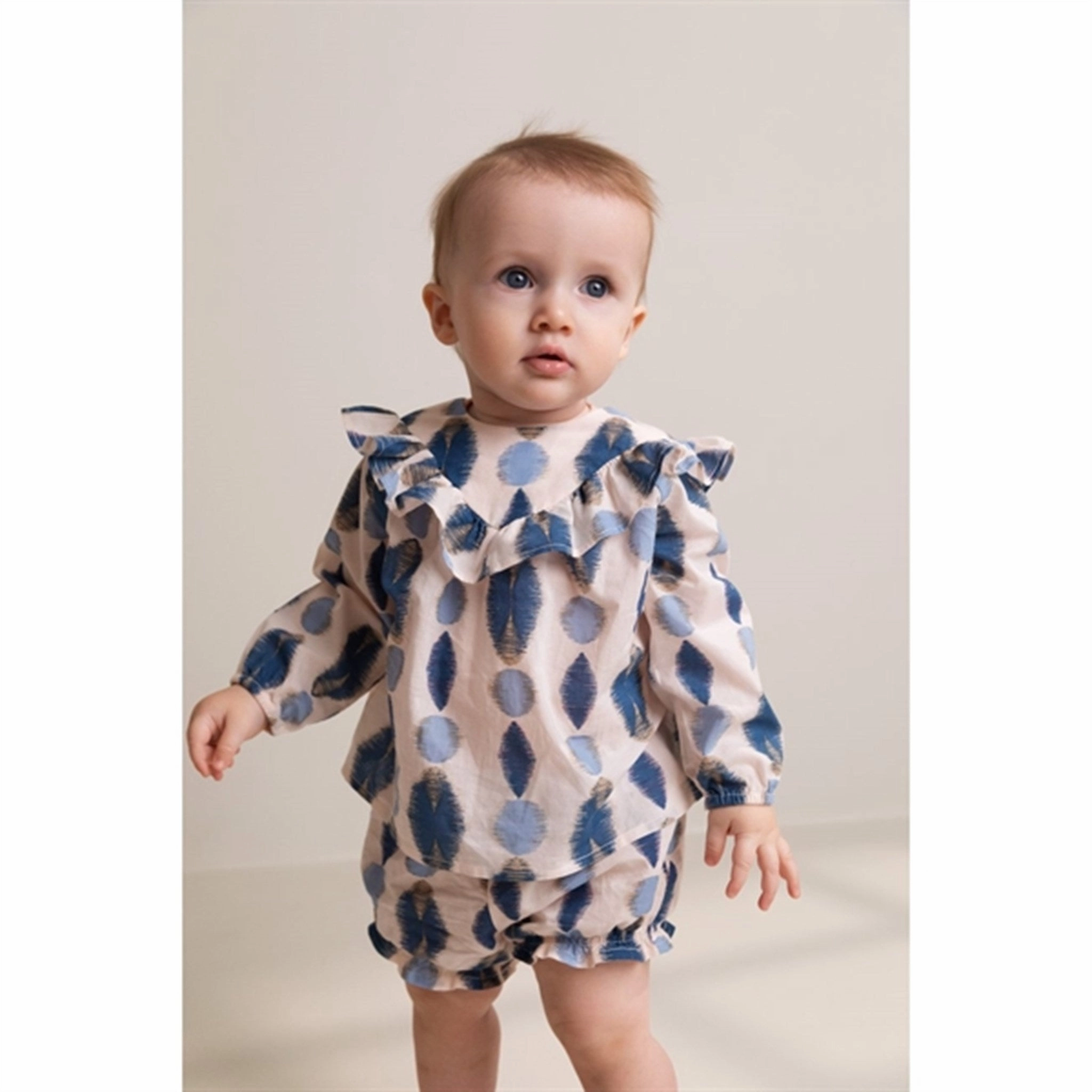 Versatile use MarMar Ikat Print Glacier Tulette Blouse