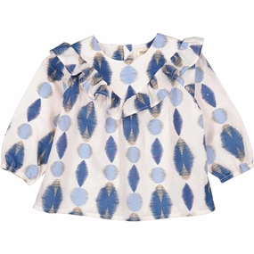 Non-irritating MarMar Ikat Print Glacier Tulette Blouse