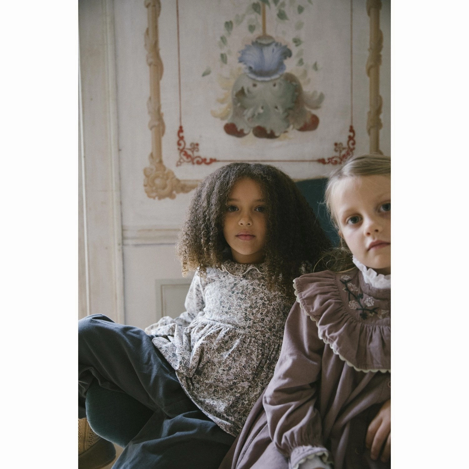 MarMar Jersey Print Deep Peony Tiora Frill LS Blouse Picnic Outfit