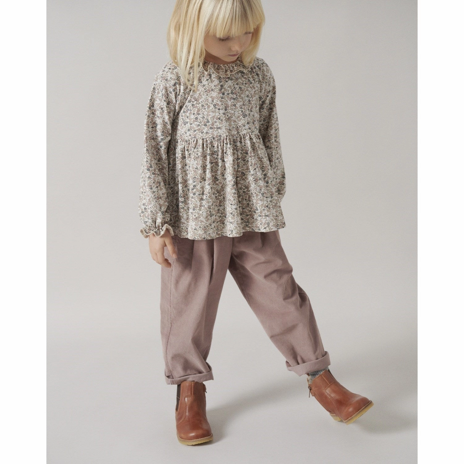 Plus Size Fit MarMar Jersey Print Deep Peony Tiora Frill LS Blouse