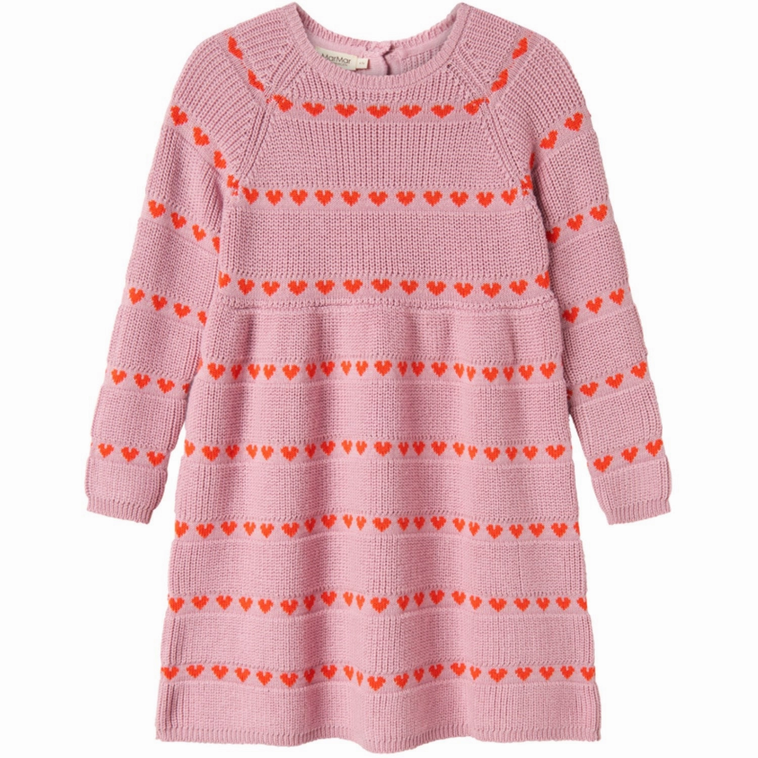 Printed-Lining MarMar Light Cotton Wool Pattern Soft Berry Hearts Daso Knit Dress