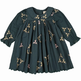MarMar Light Embroidery Deep Forest Hearts Dulla Scallop Dress Snag-Resistant