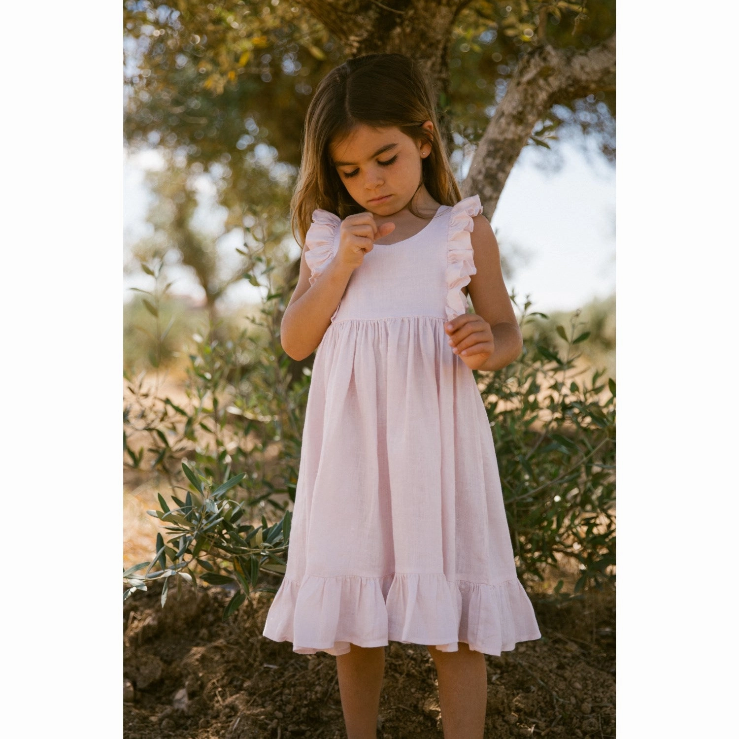 Occasion Wear Street Style MarMar Linen Mauve Rose Danita Frill Dress