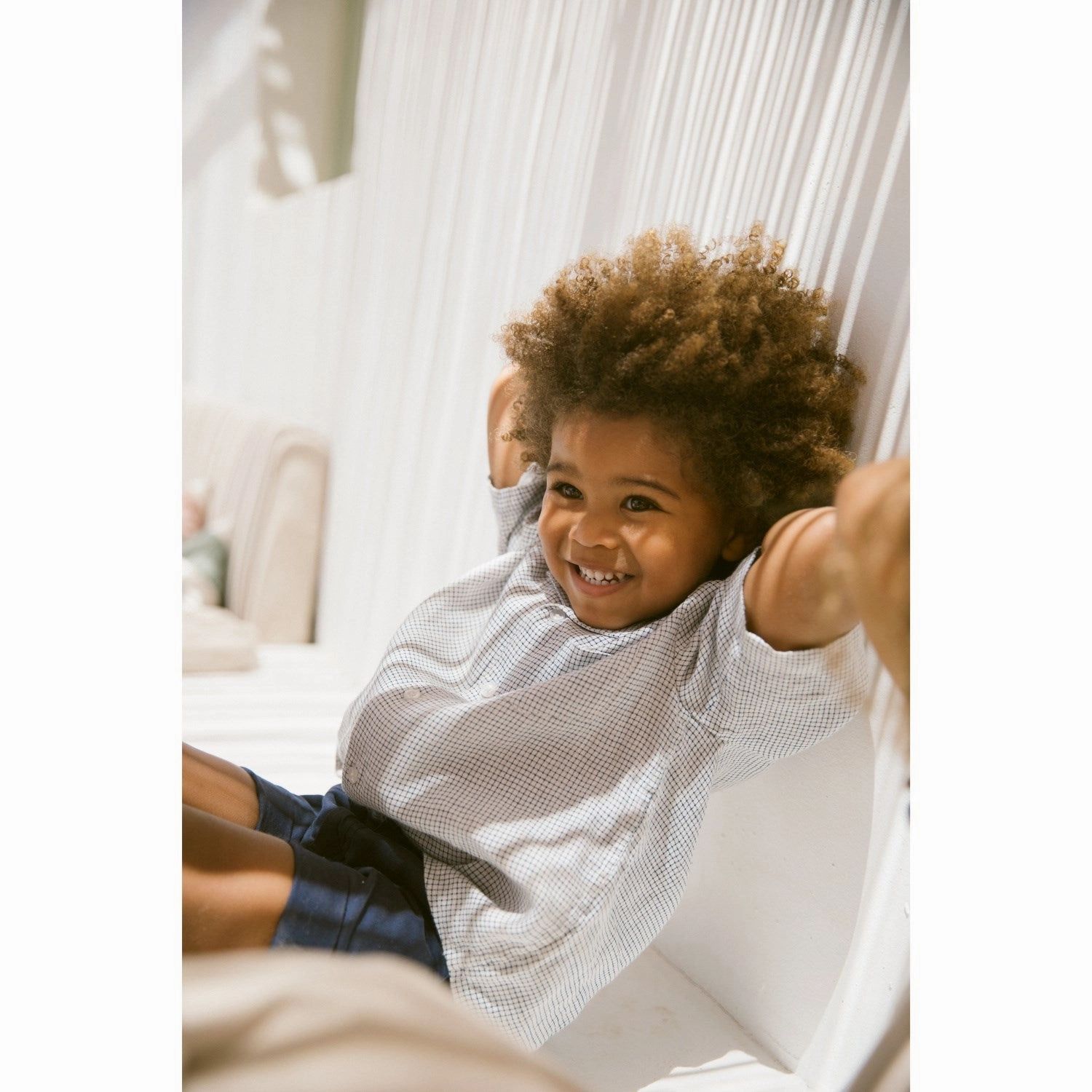 MarMar Linen Mini Check Tage Shirt Thermoregulating Layer Eye-Catching Pattern