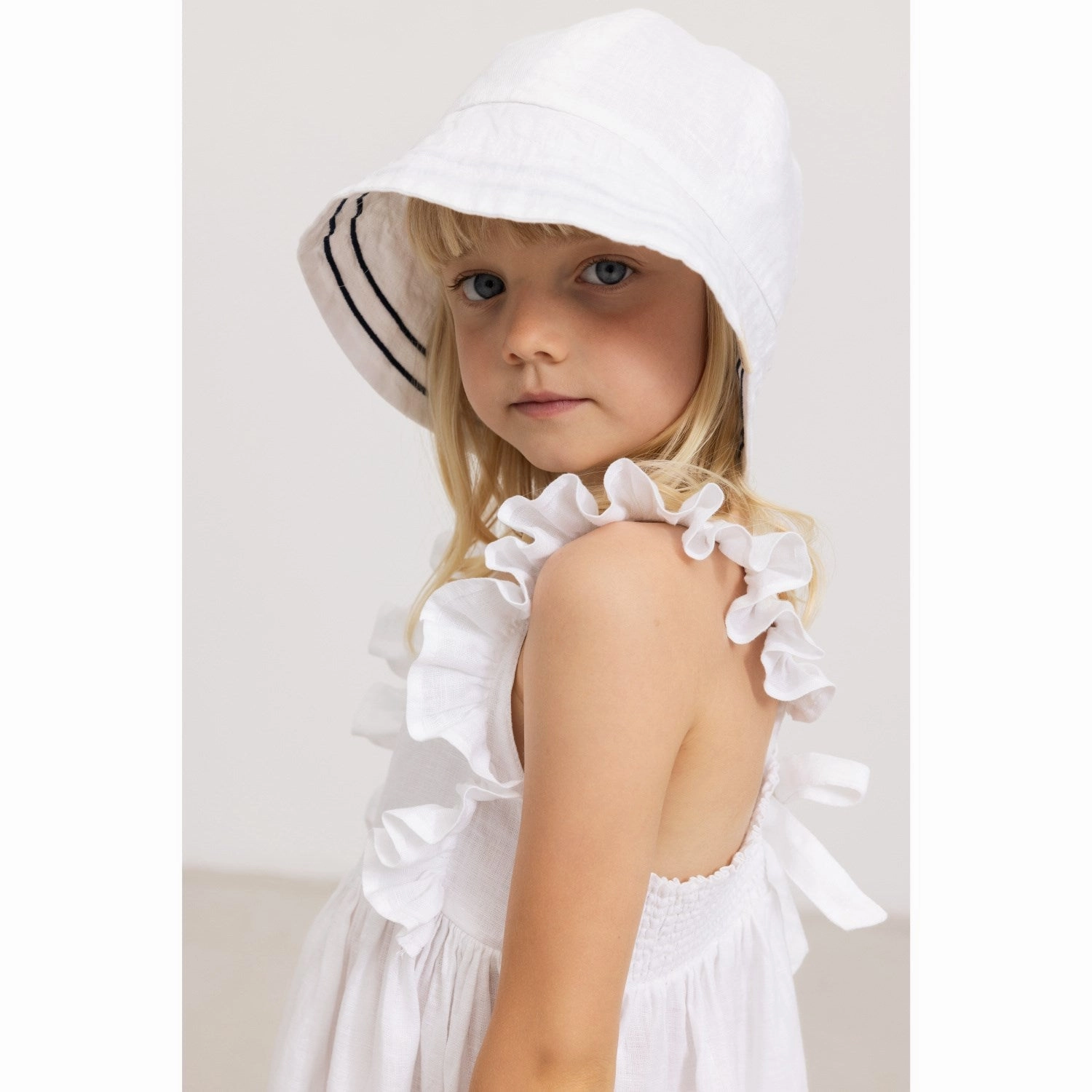 MarMar Linen White Danita Frill Dress Deep Hue