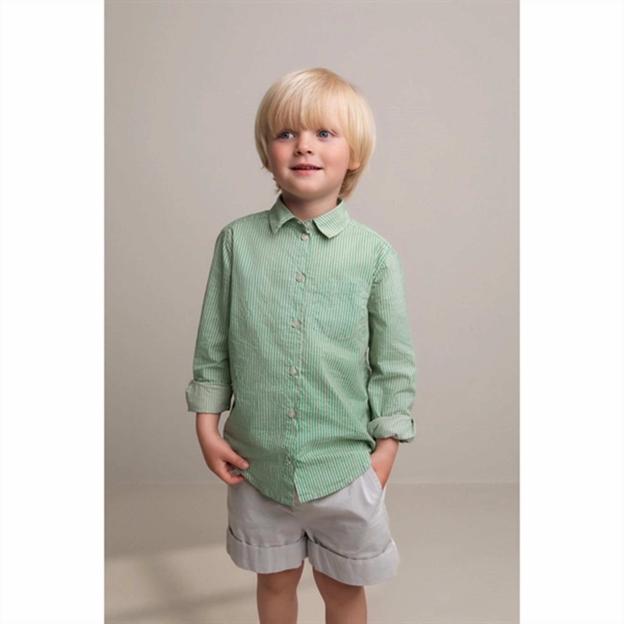 MarMar Mint Leaf Stripes Tommy Shirt Reinforced Buttonholes