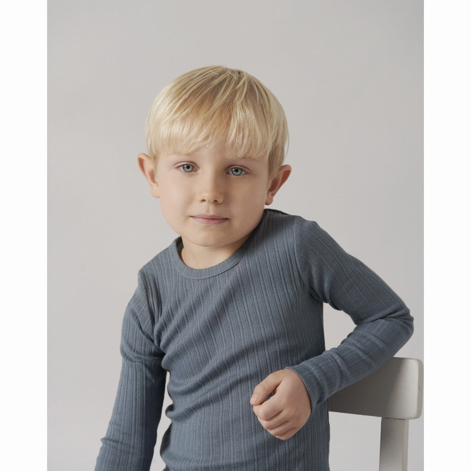 Soft touch finish MarMar Modal Broad Rib Stormy Blue Plain Blouse