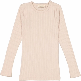 Hypoallergenic Lining MarMar Modal Cream Taupe Tamra Pointelle Rib Blouse