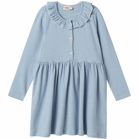 MarMar Modal Fine Rib Blue Stripe Dama LS Dress Travel Fashion