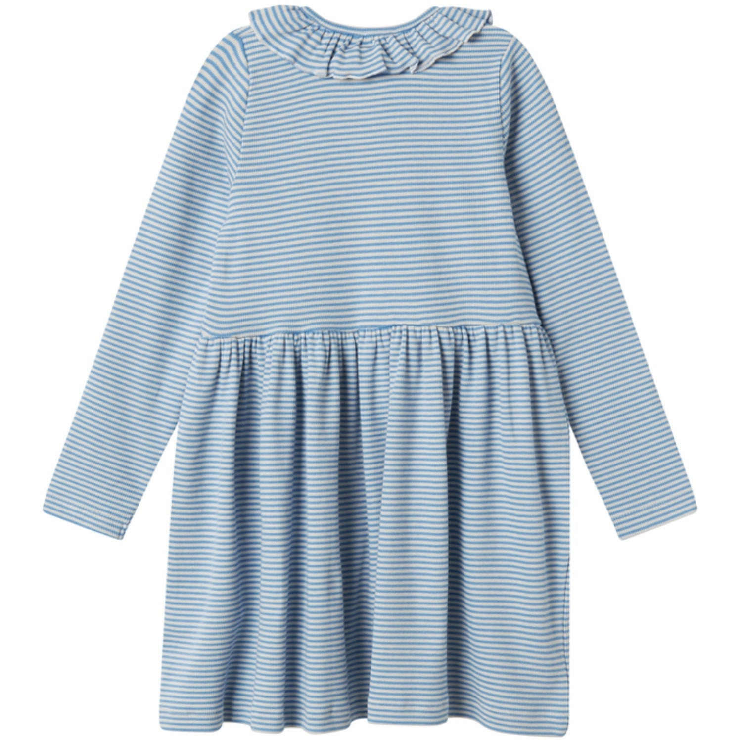 MarMar Modal Fine Rib Blue Stripe Dama LS Dress Relax Form Street Ease