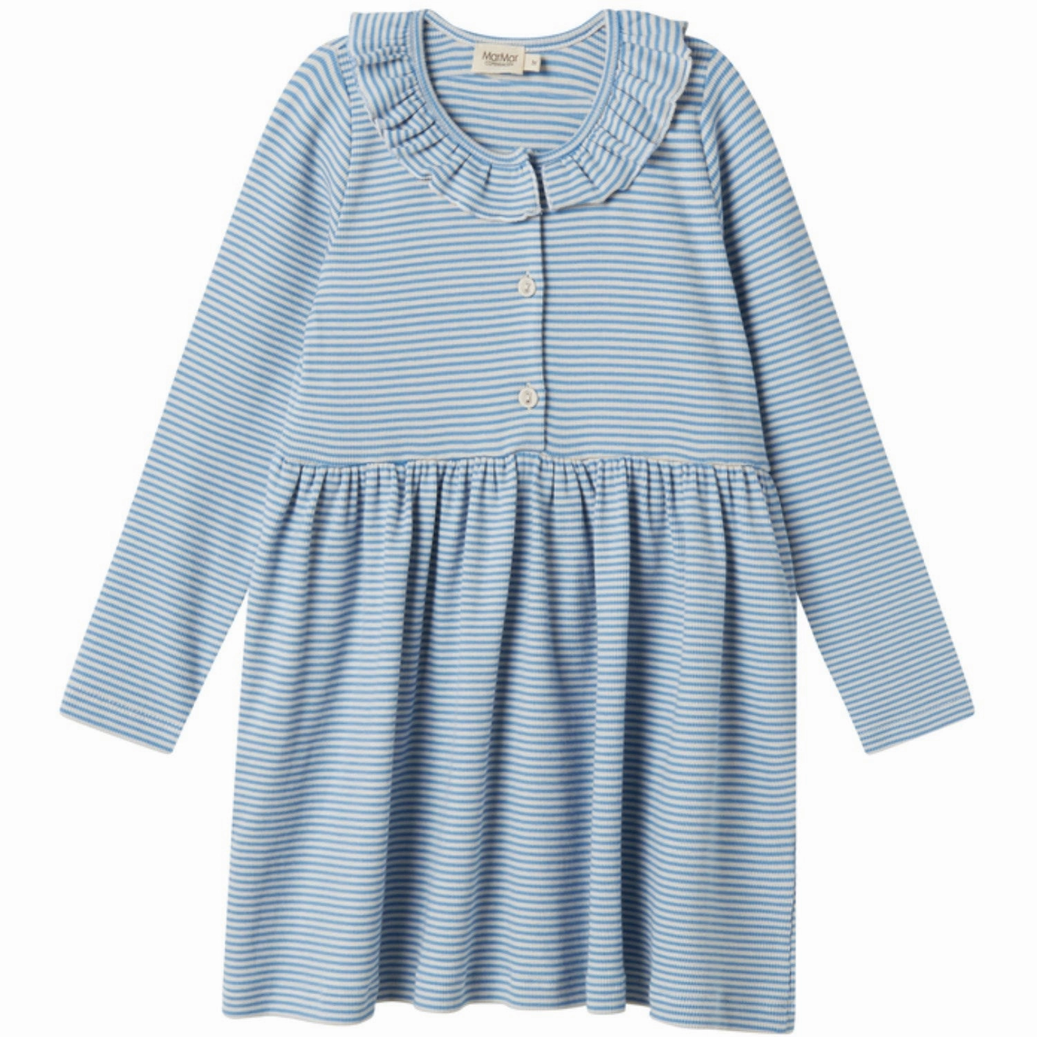 MarMar Modal Fine Rib Blue Stripe Dama LS Dress Travel Fashion