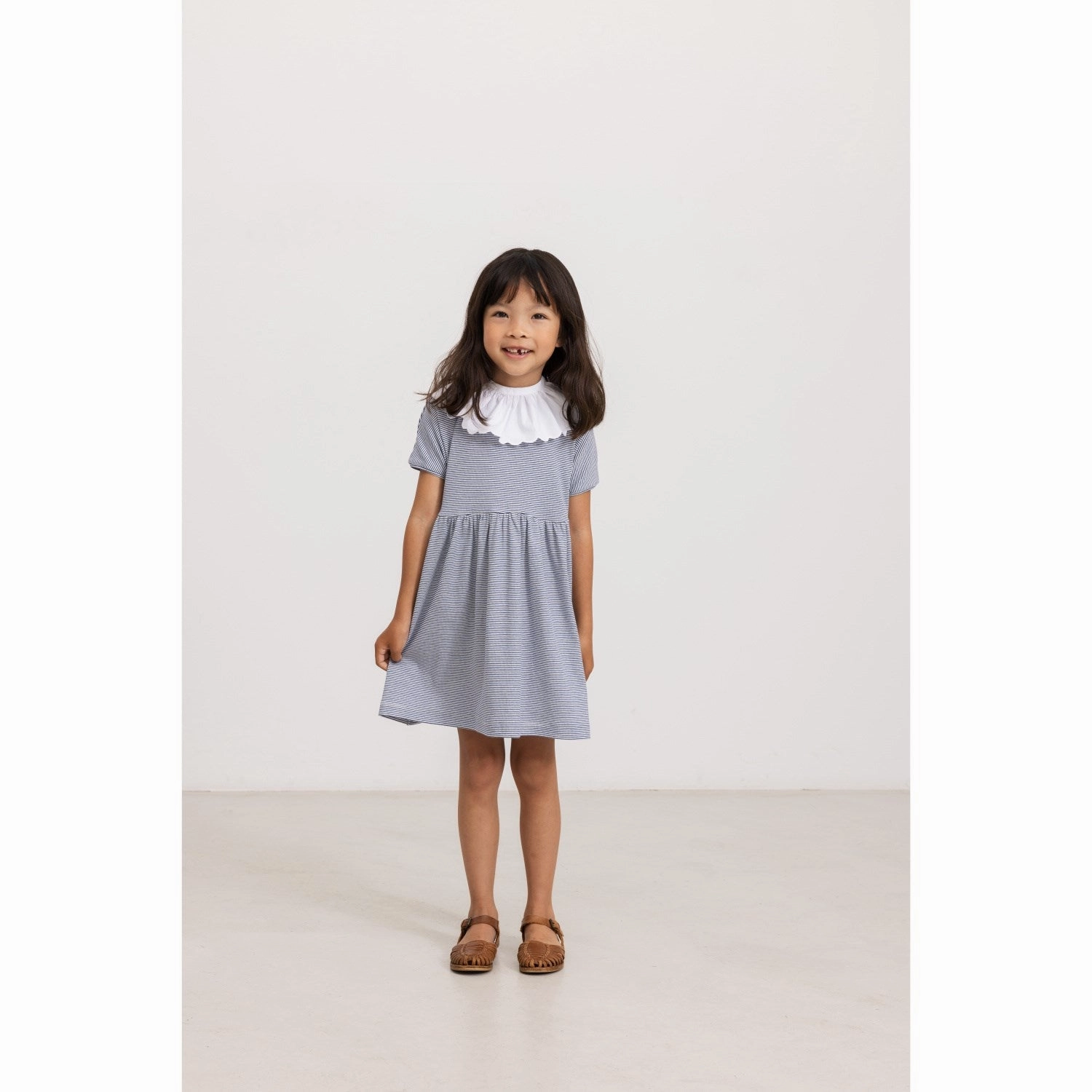 MarMar Modal Fine Rib Blue Stripe Dioa Dress Basic Shape Chill Lines