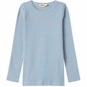 MarMar Modal Fine Rib Blue Stripe Tani Blouse Weekend Outfit Cuffed hem