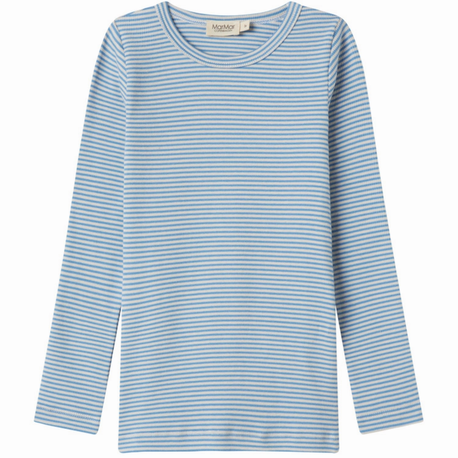 MarMar Modal Fine Rib Blue Stripe Tani Blouse Weekend Outfit Cuffed hem