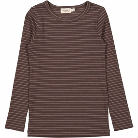 MarMar Modal Fine Rib Nori Green Stripe Tani Blouse Durable Buttons