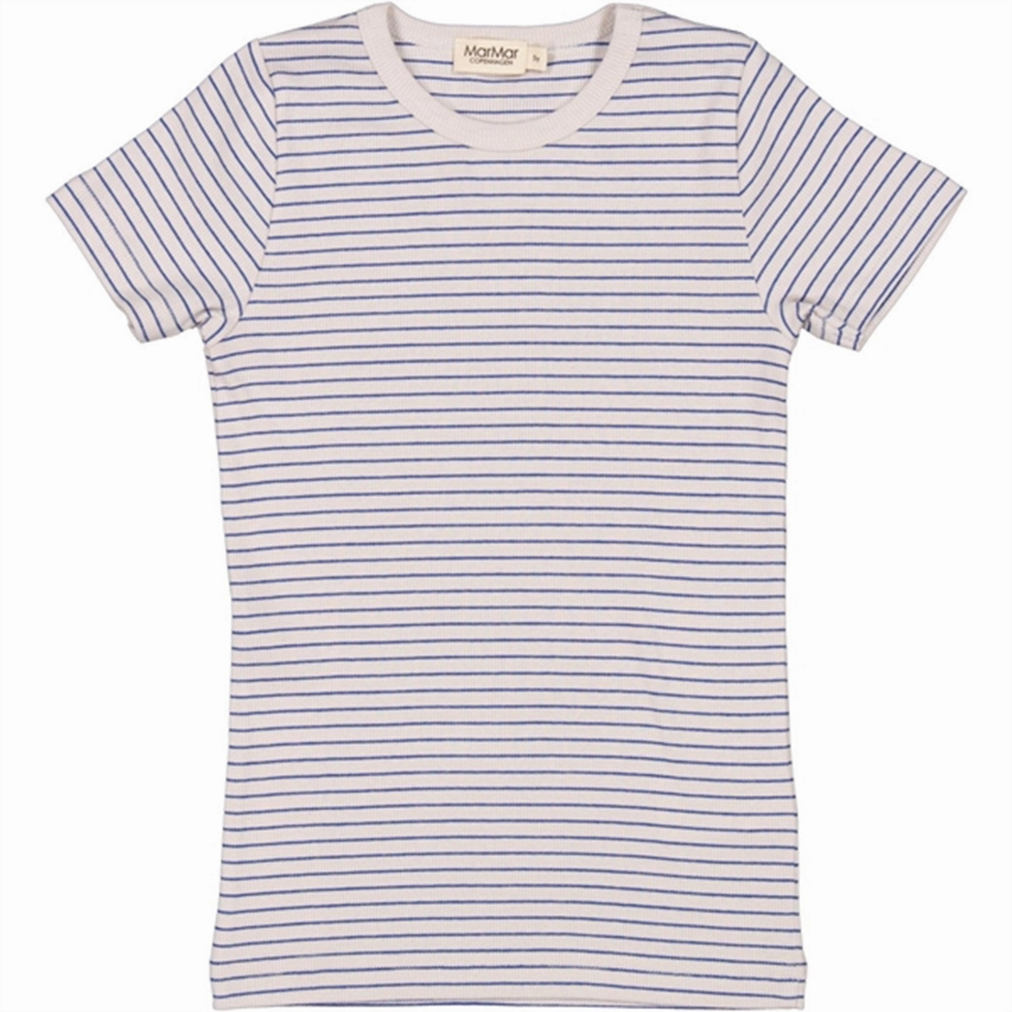 Soft And Comfortable MarMar Modal Rib Space Blue Stripe Tago T-shirt