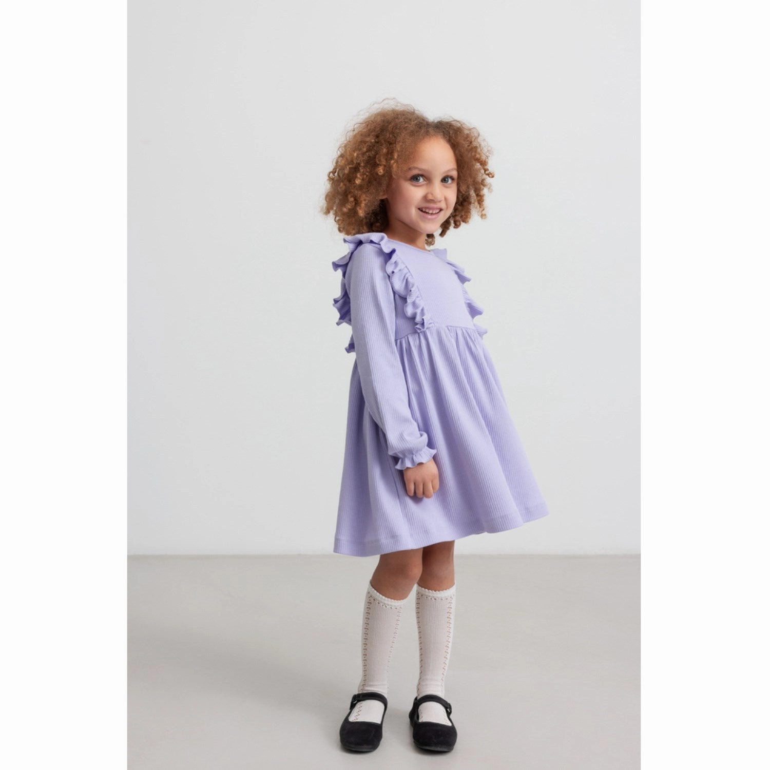High Neck Farm Air MarMar Modal Soft Lavender Dress Dikte