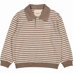MarMar Modal Sweat Brown Stripe Melange Thanos Polo Fashion Forward Lightweight Knit Material