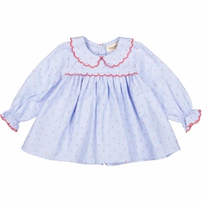 MarMar Red Currant Dot Tora Blouse Easy Styling Asymmetrical Cut