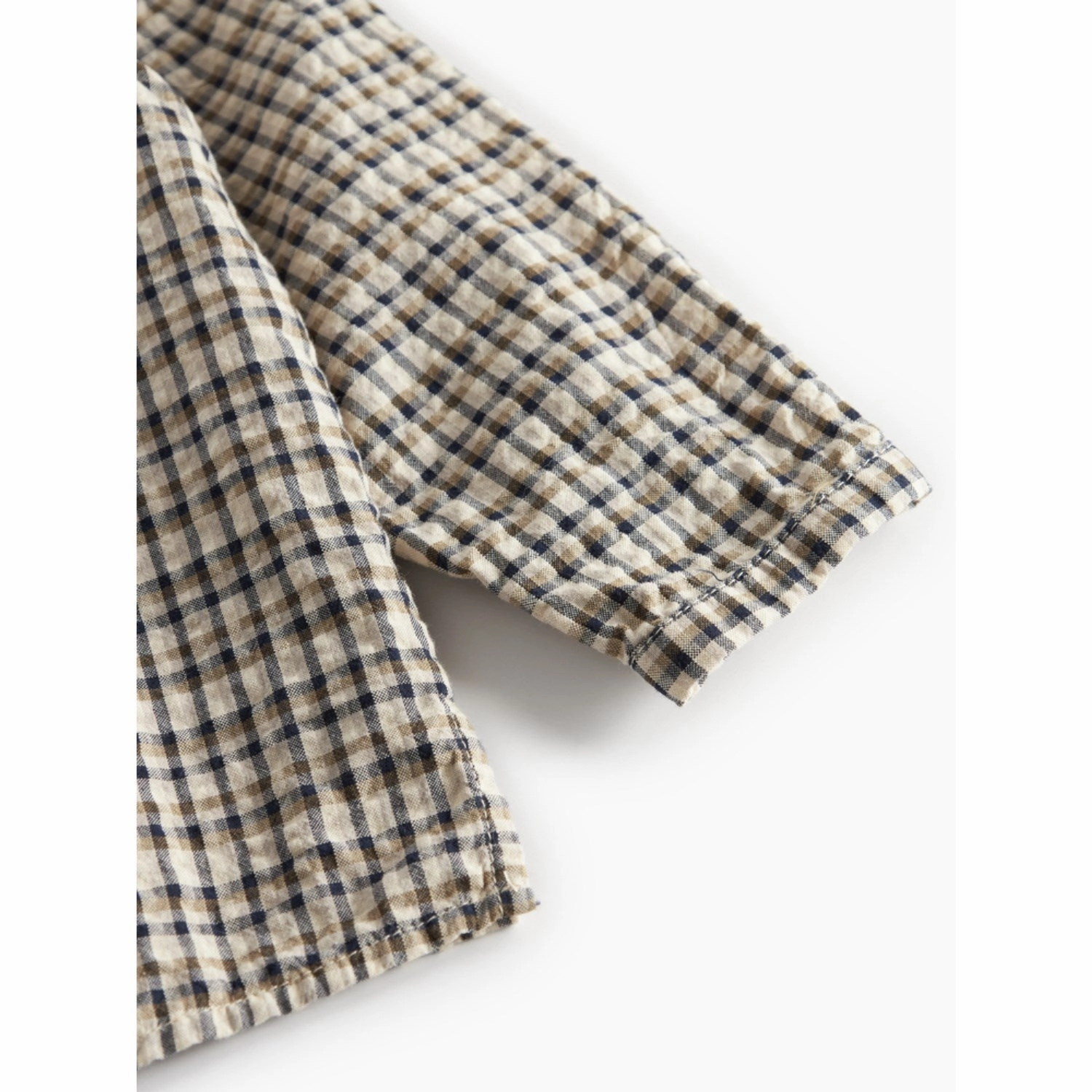 MarMar Seersucker Check Pilot Navy Check Totoro Shirt Timeless elegance