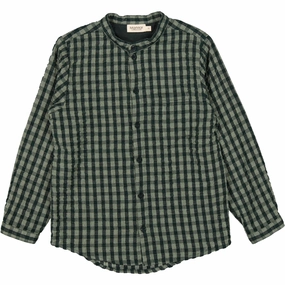 MarMar Seersucker Gingham Dark Leaf Check Theodor Shirt Non Irritating Seams Youthful Style