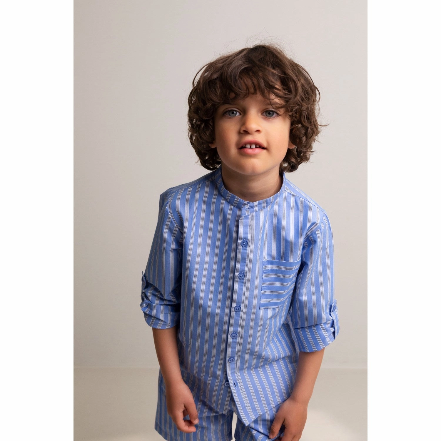 Designer Touch Lightweight Layer MarMar Smooth Cotton Cornflower Stripe Theodor Shirt