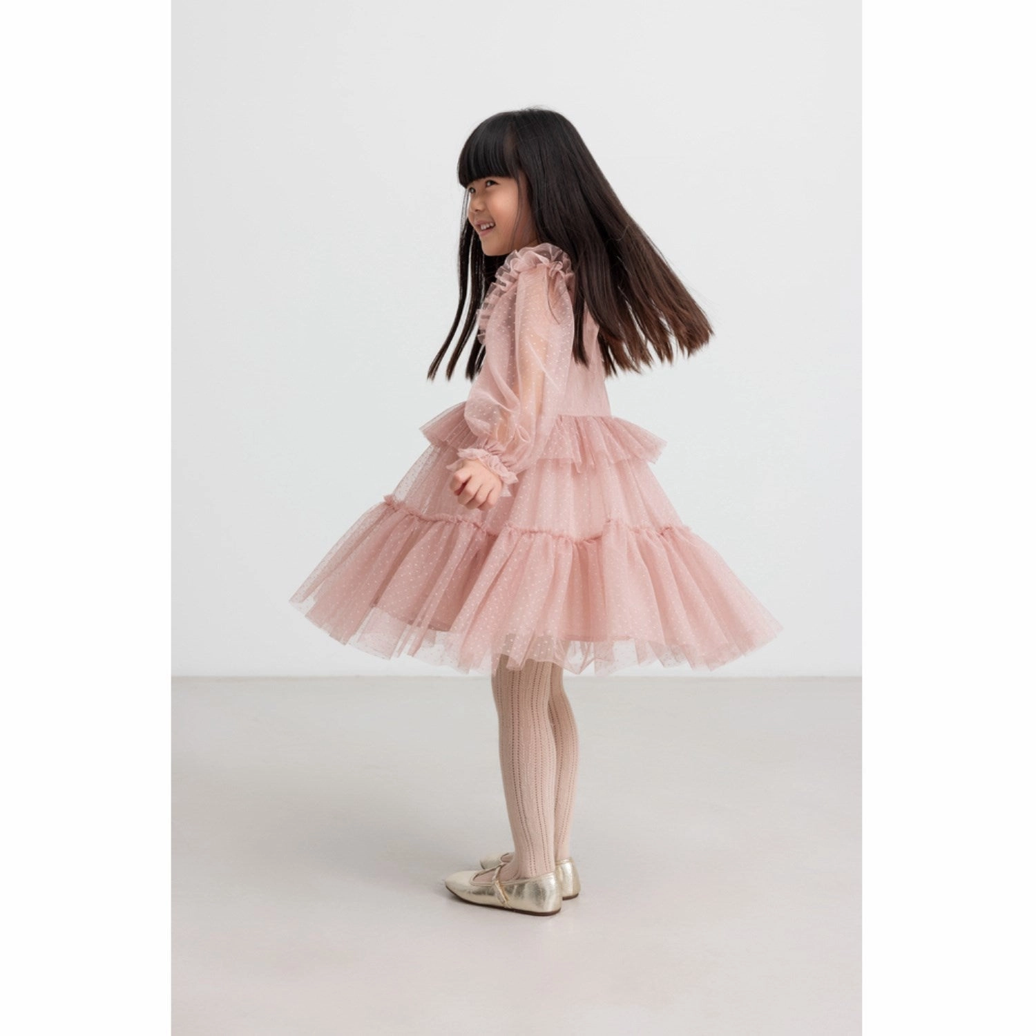 MarMar Tulle Dotty Faded Rose Doth LS Dress Signature-Style