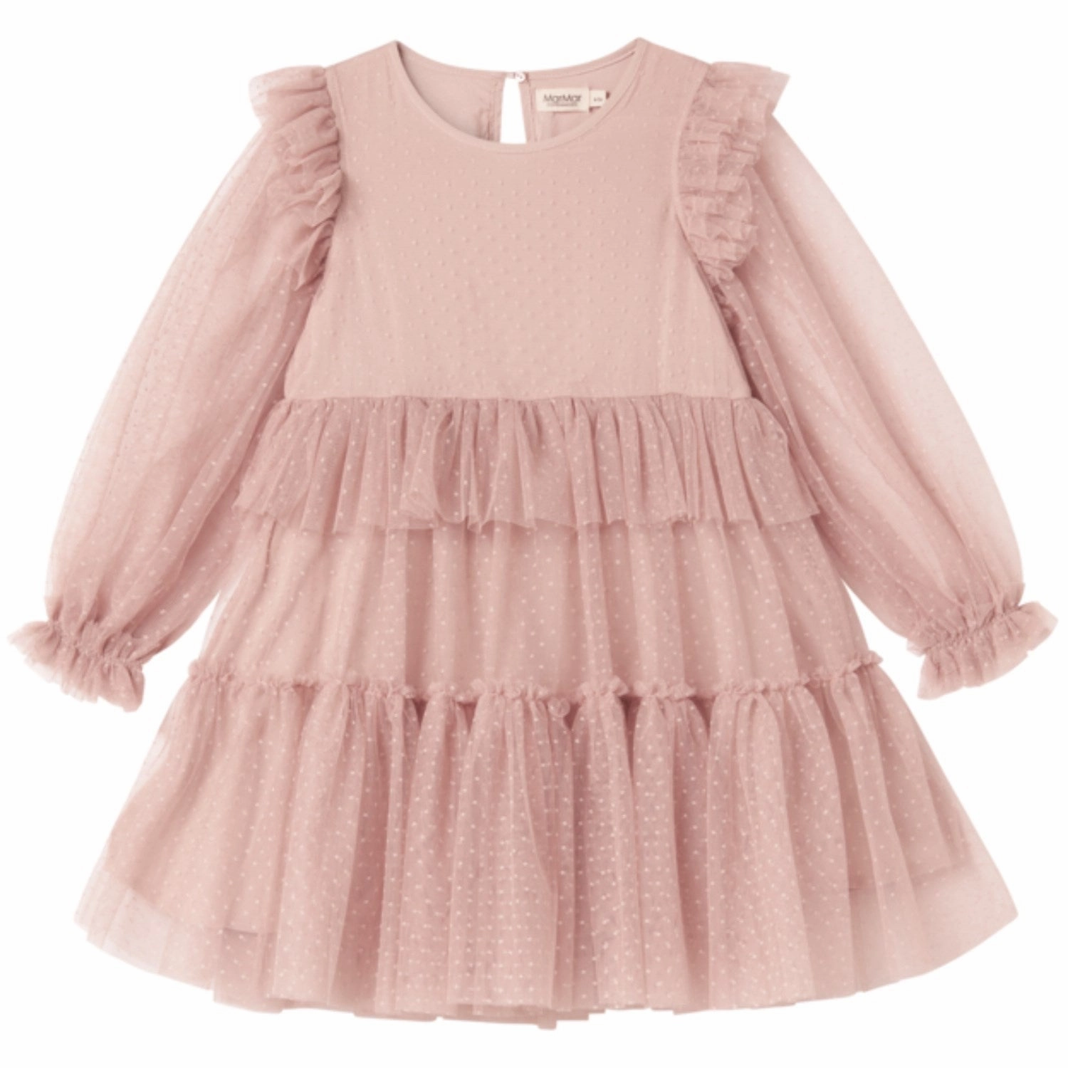 Layered Fit Casual-Look MarMar Tulle Dotty Faded Rose Doth LS Dress