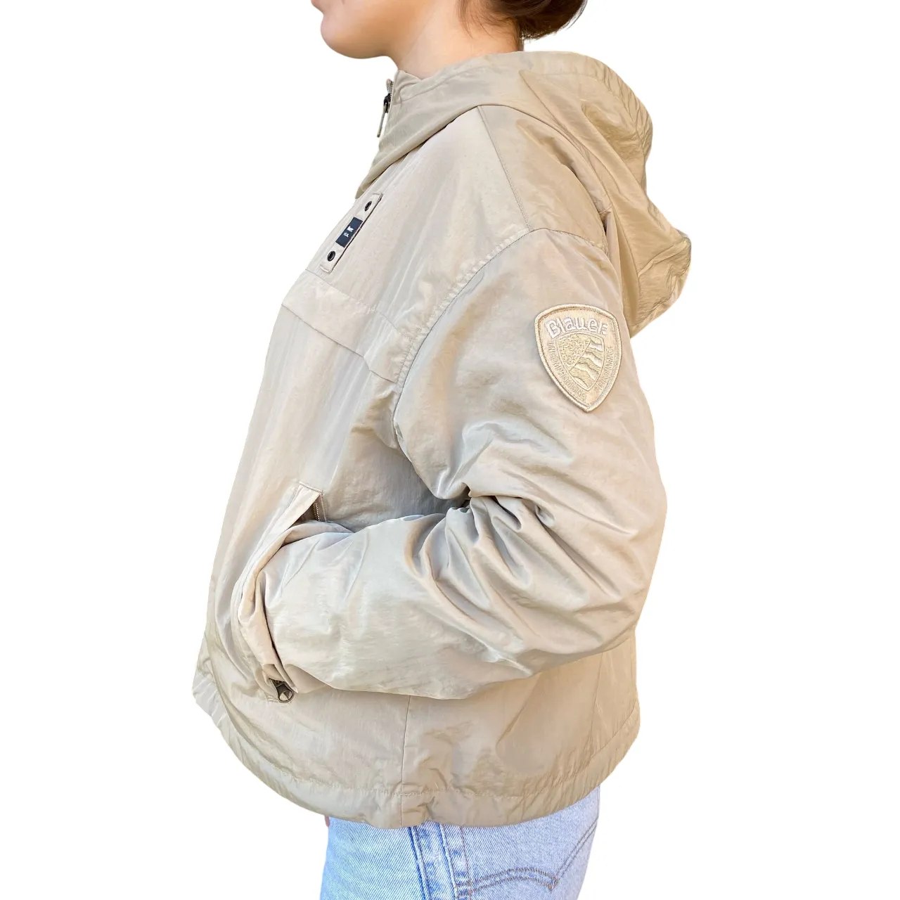 Blauer giubbino traspirante da donna con cappuccio Burrage 25SBLDC01328-007131 283 beige Windproof Barrier Design
