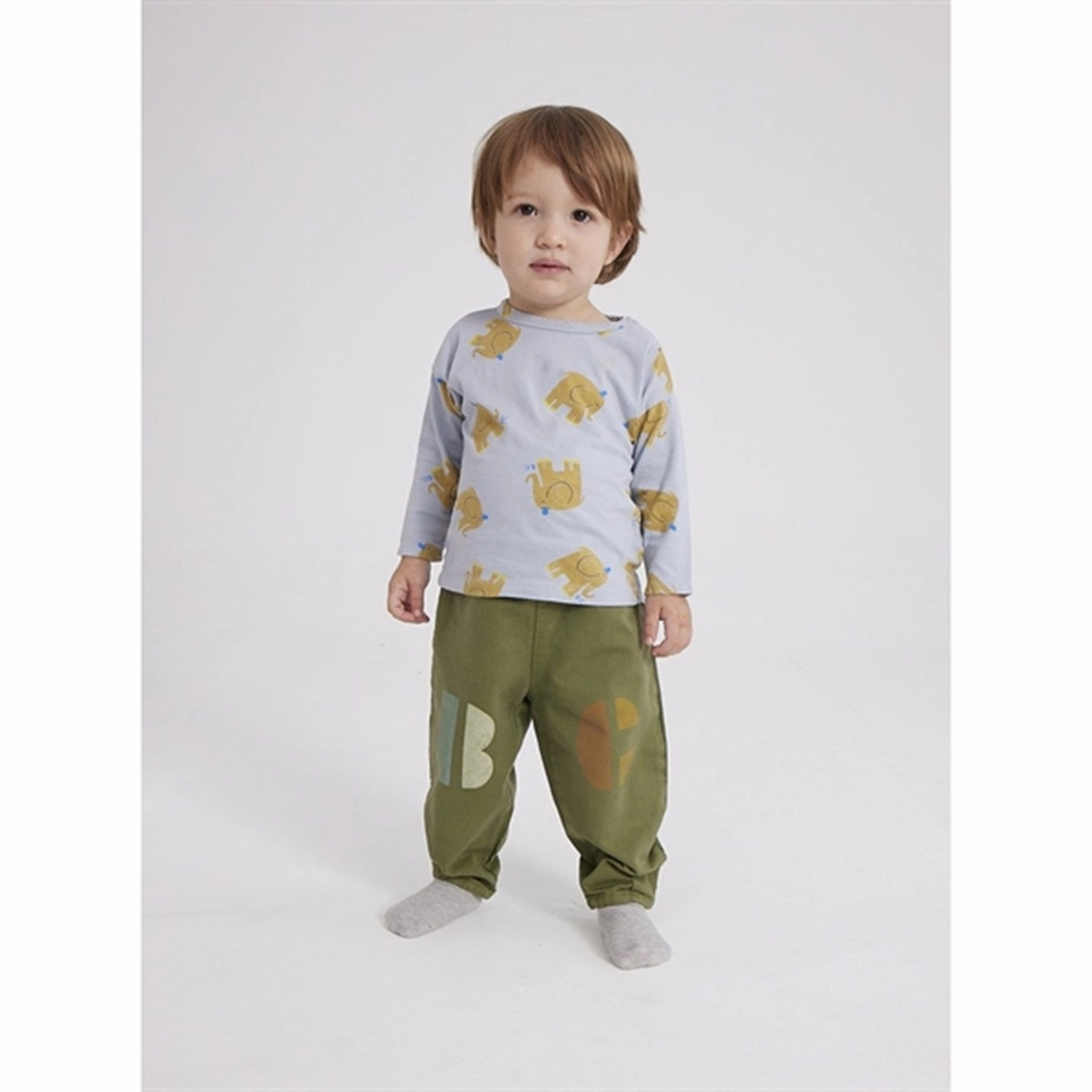 Bobo Choses Light Blue The Elephant Blouse AOP Adjustable Hem