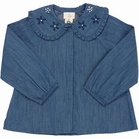 Affordable Luxury Copenhagen Colors Lt Denim Blue Denim Blouse w. Embroidery