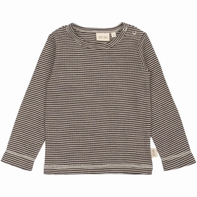 Anniversary Special Breathable Material Petit Piao Coffee Bean/Dark Off White PPDante T-Shirt L/S Meriono Wool Striped