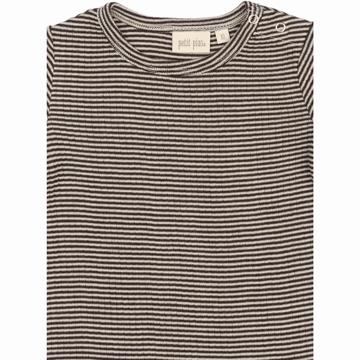 Fashion Forward Petit Piao Coffee Bean/Dark Off White PPDante T-Shirt L/S Meriono Wool Striped