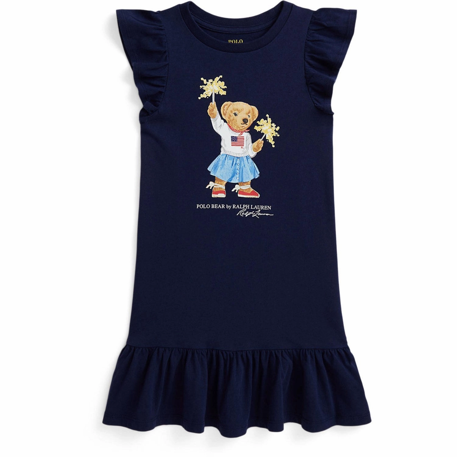 Drawstring-Waist Polo Ralph Lauren Newport Navy Sparkle Bear Day Dress