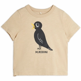 Mini Rodini Beige Blackbird Sp Ss Tee Reinforced Shoulders sale season