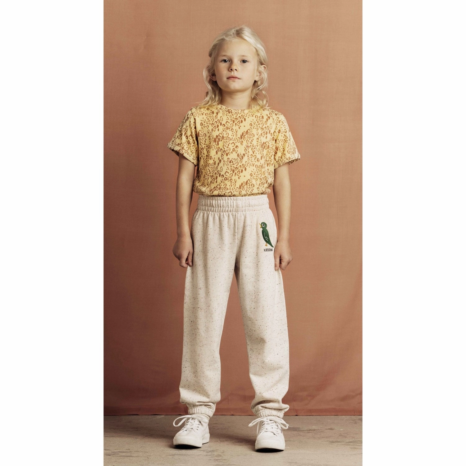 Mini Rodini Beige Mini Leopard AOP Ss Tee Athletic and Cool