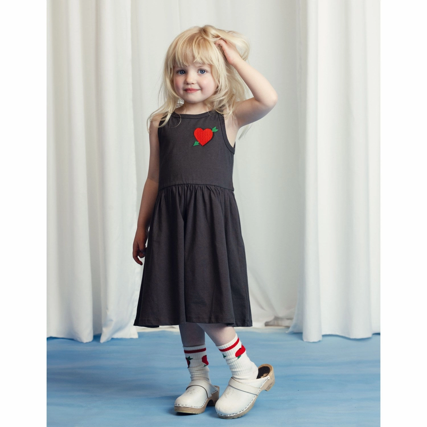 Mini Rodini Black Arrowed Heart Embroidery Tank Dress All Fit Style Active Moments