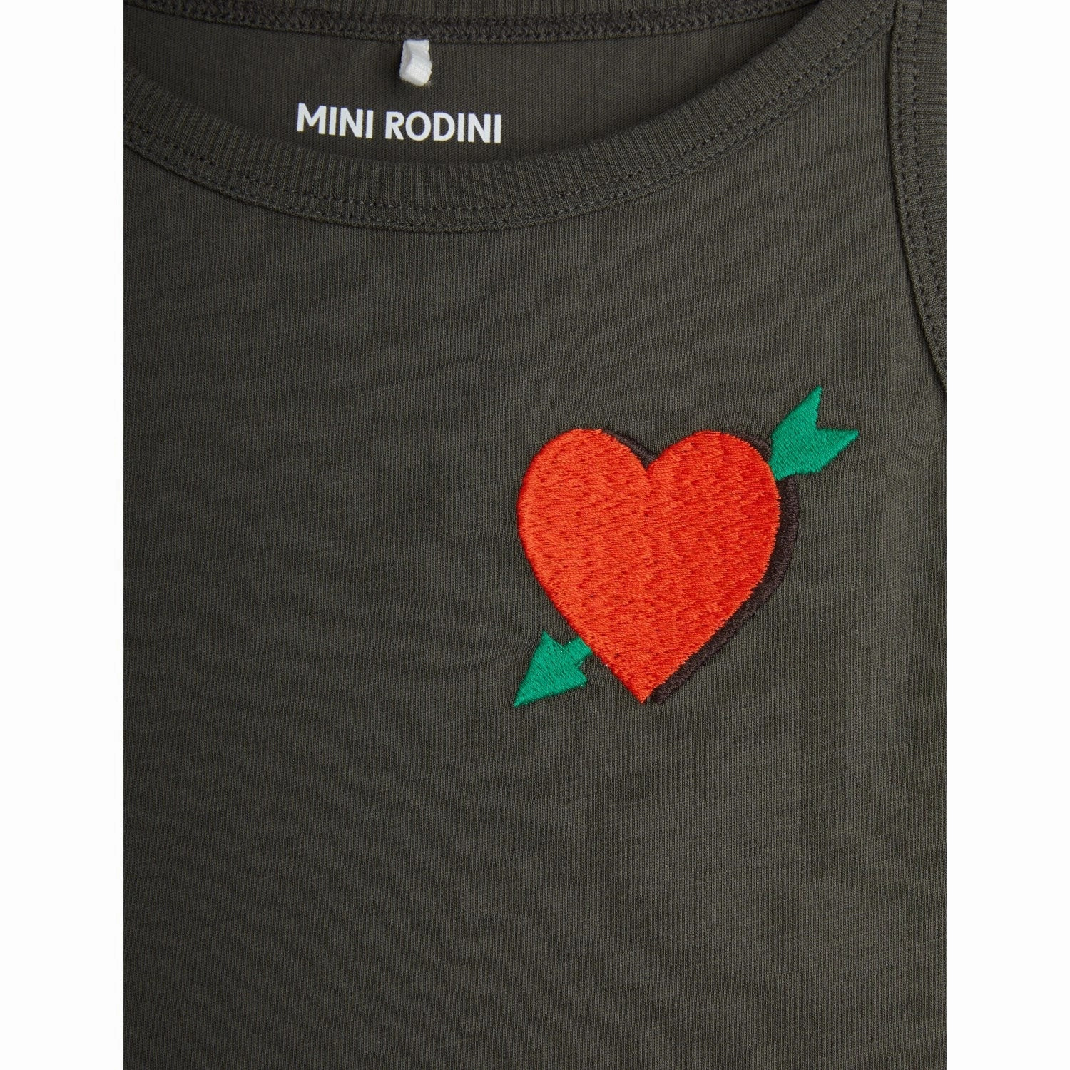 Mini Rodini Black Arrowed Heart Embroidery Tank Dress Comfortable and Flattering Spring Vibe