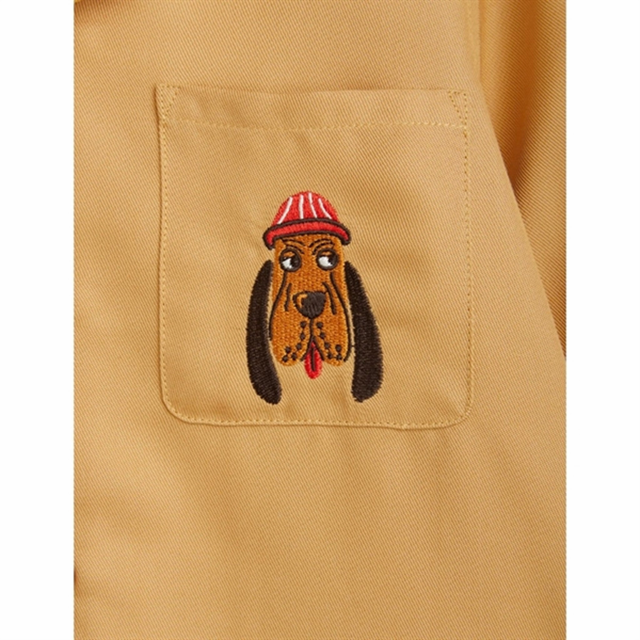 Mini Rodini Bloodhound Emb Shirt Beige Eco Dye Technique Reinforced Collar