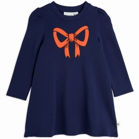 Lounge Texture Comfortable and breathable Mini Rodini Blue Bow Application Sweatdress