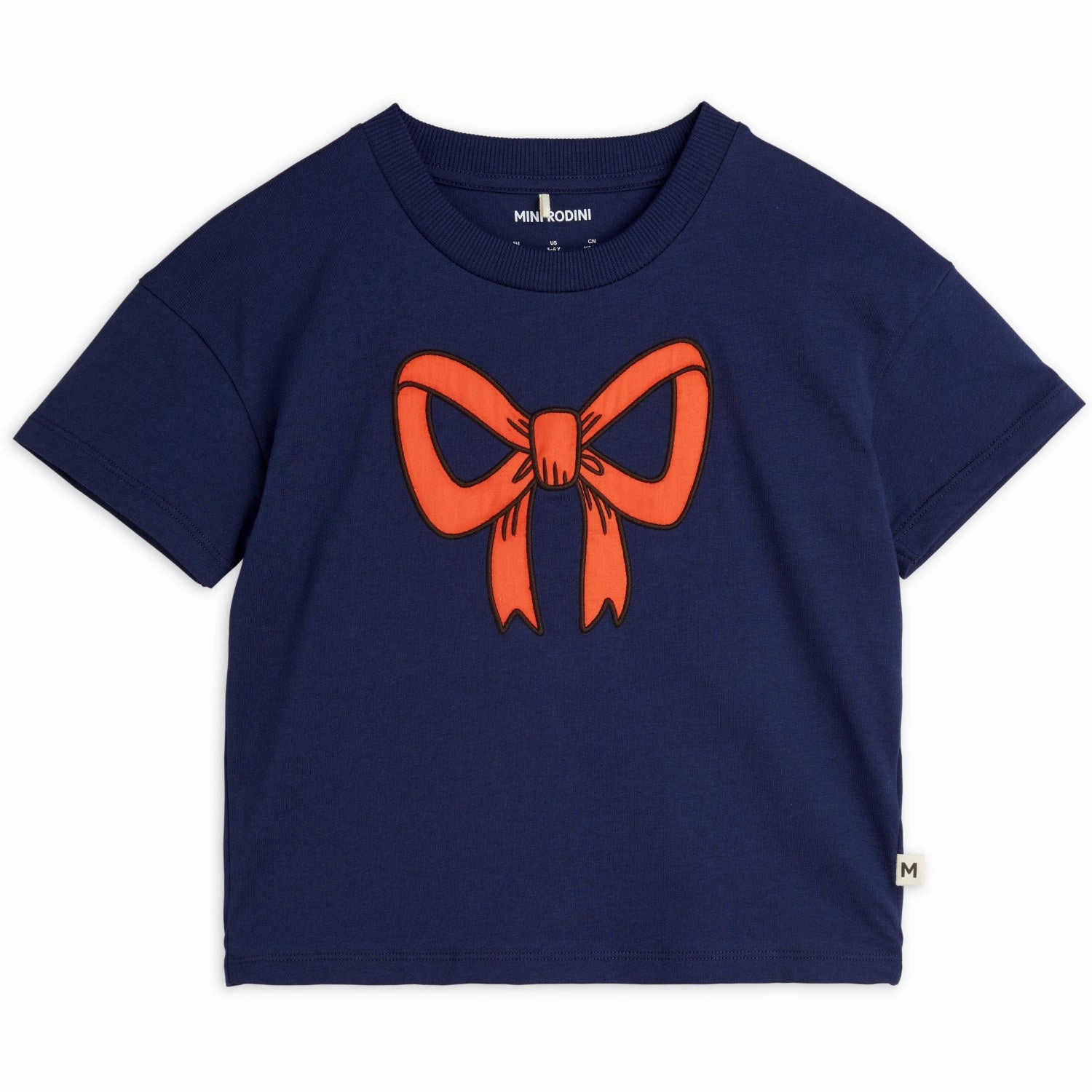 MinimalBranding Casual Look Wear Mini Rodini Blue Bow Application T-Shirt