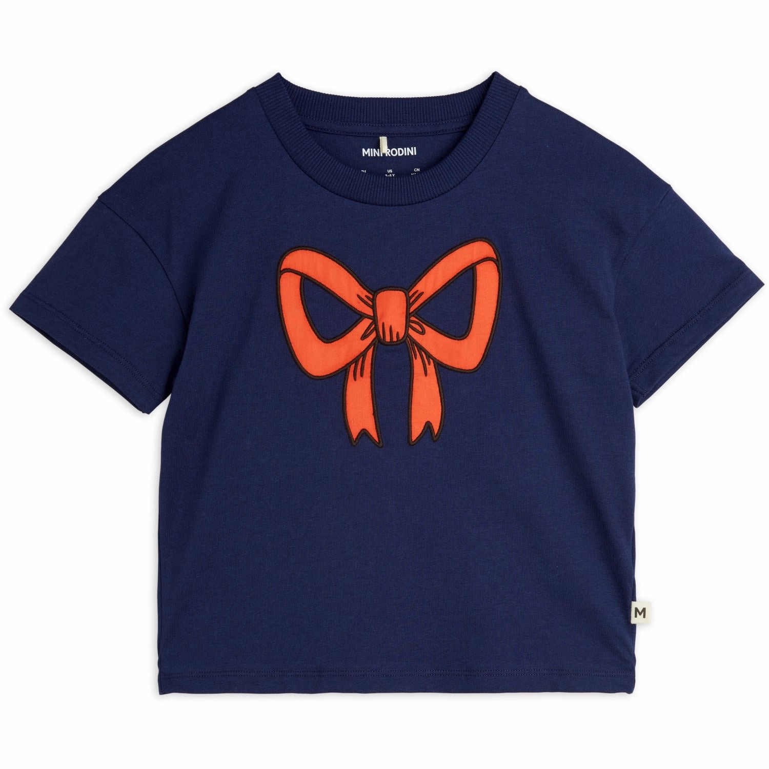 Mini Rodini Blue Bow Application T-Shirt HighThreadCount