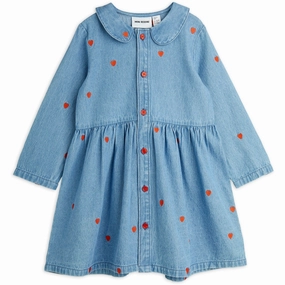 Mini Rodini Blue Mini Hearts Aoe Woven Dress Light Wrap