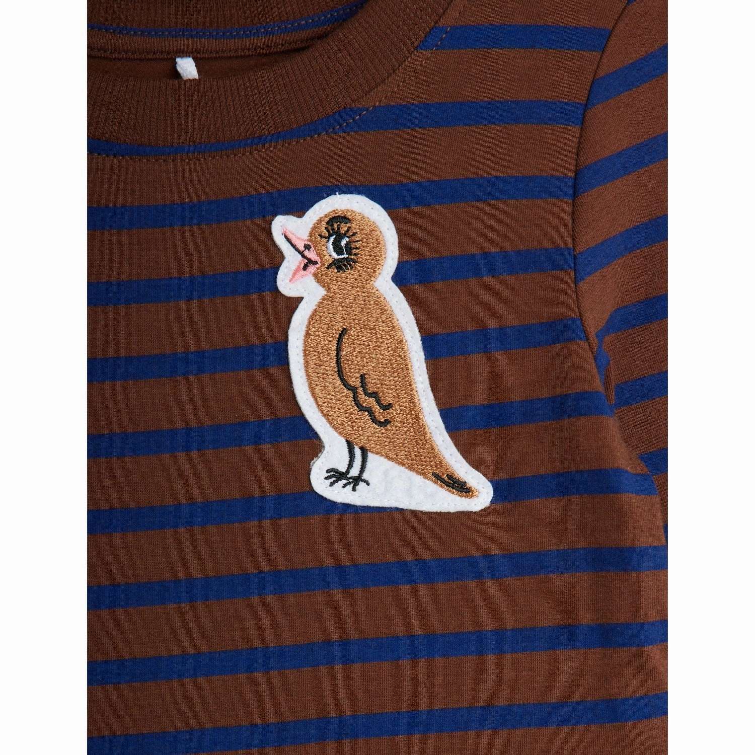 Chic Spirit Casual and Stylish Mini Rodini Brown Stripe Bird Patch Ls Dress