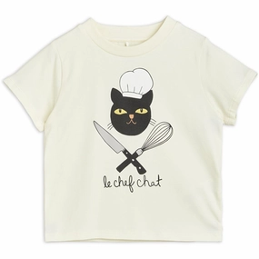 Mini Rodini Chef Cat Sp T-shirt Offwhite Trendy Design Durable Style