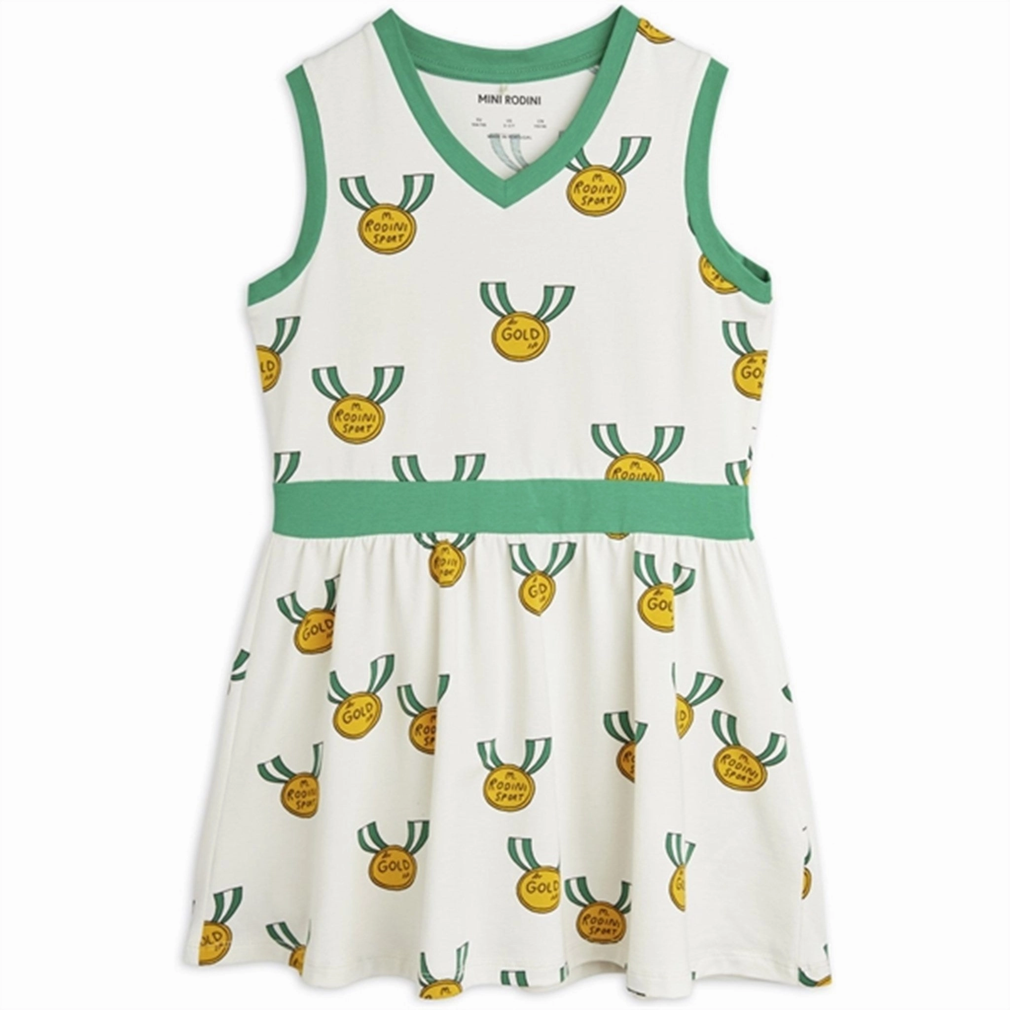 Mini Rodini Grey Medals Aop Dress Simple Bow Light Outfit