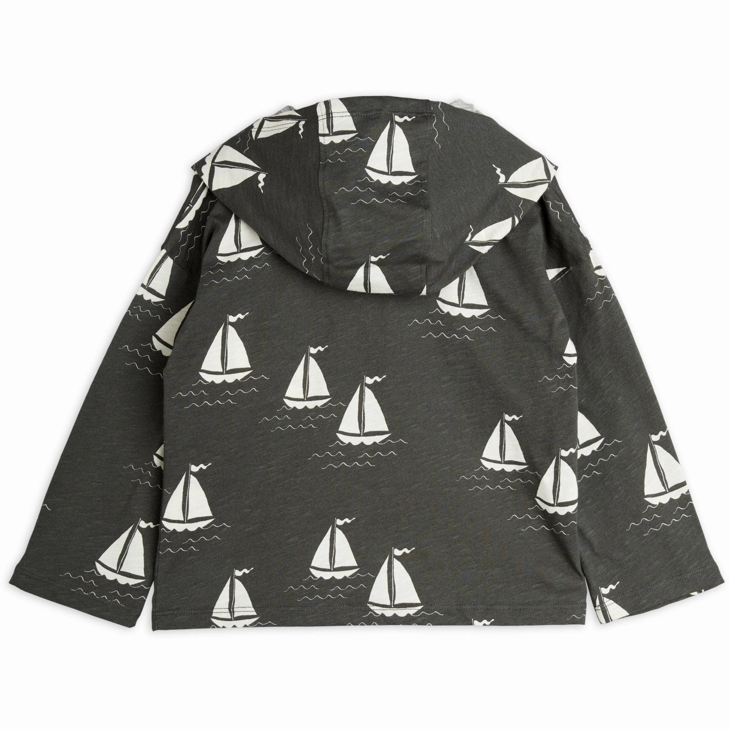Mini Rodini Grey Sailing Boats AOP Hoodie Durable Stitching Bird like